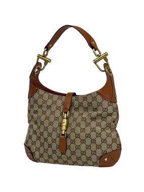 Gucci New Jackie Line Shoulder Bag GG Pattern Canvas Brown